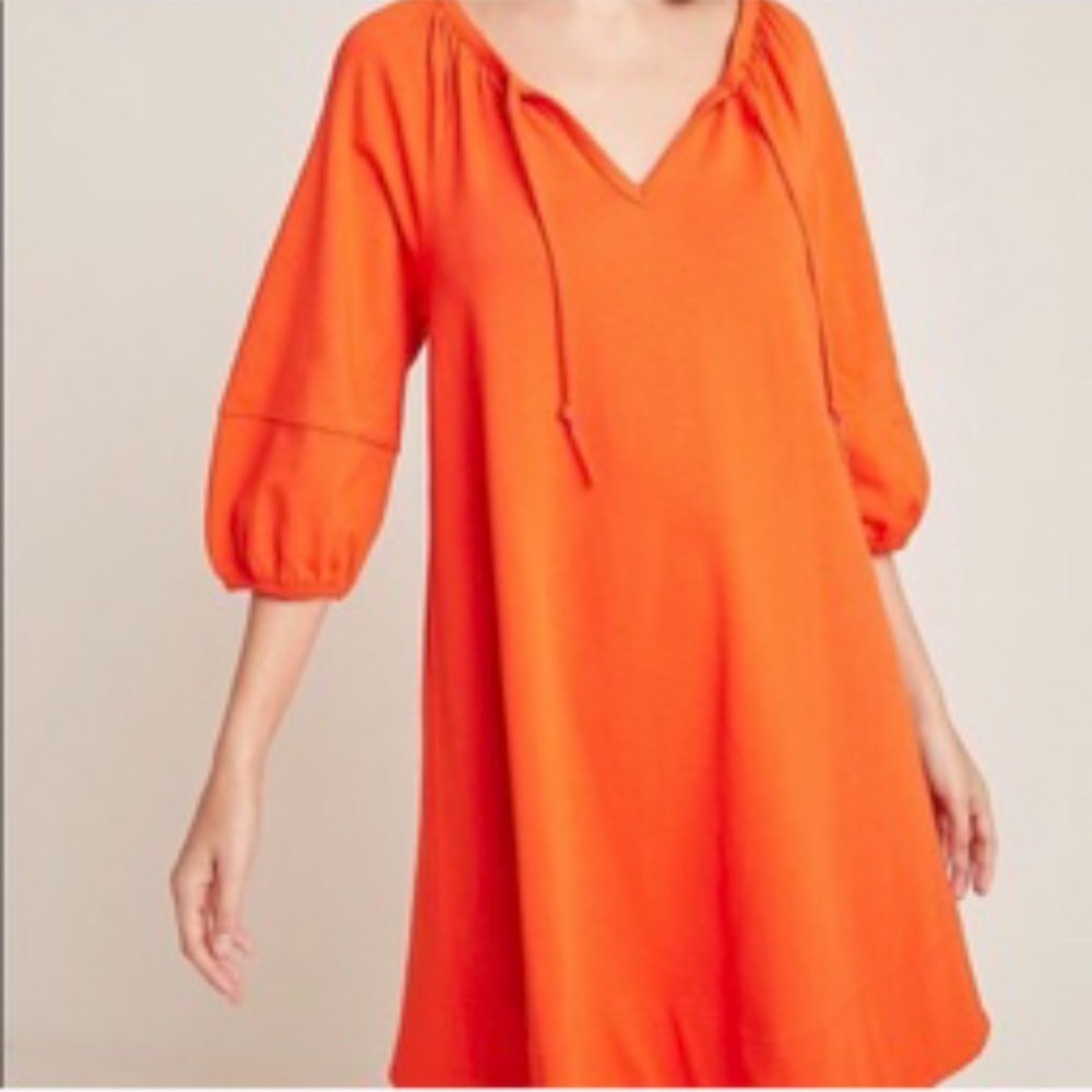 Anthropologie Orange Cotton Dress